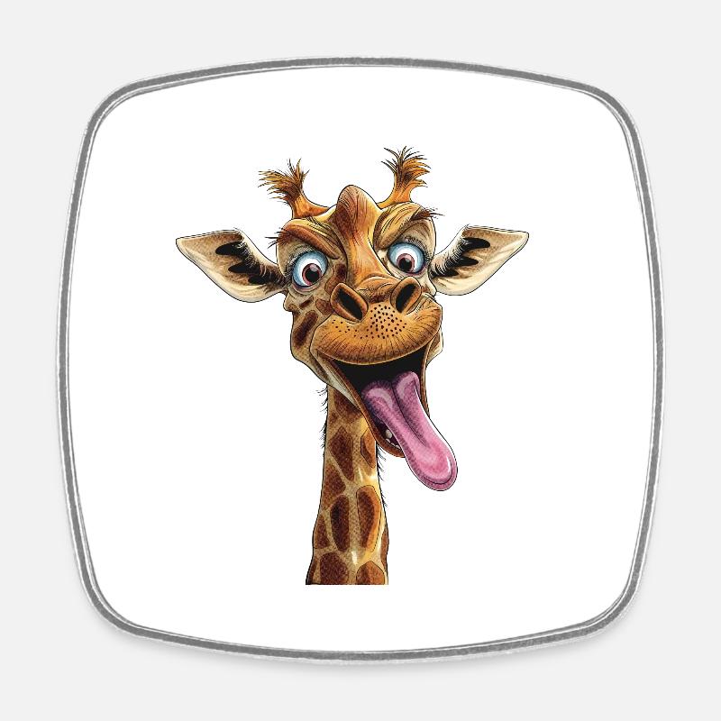 Funny Giraffe - Square fridge magnet - white