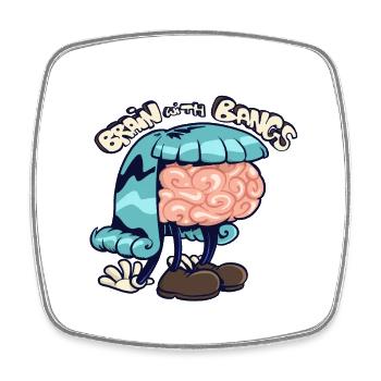 brain with bangs - Square fridge magnet - white - Front