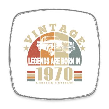 Vintage 1970 Legend Born - Magnet carré - blanc - Devant
