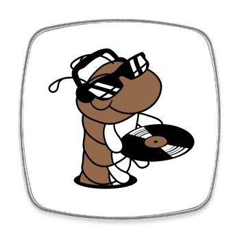 DJ Caterpillar Vinyle Disque Lunettes De Soleil Musique de Fête - Magnet carré - blanc - Devant