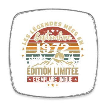 Rétro 1972 - Les légendes nées en Septembre 1972 - Magnet carré - blanc - Devant