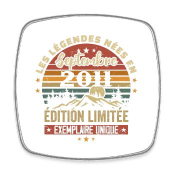 Retrospective 2011 - Legends born in September 2011 - Square fridge magnet - white - Front