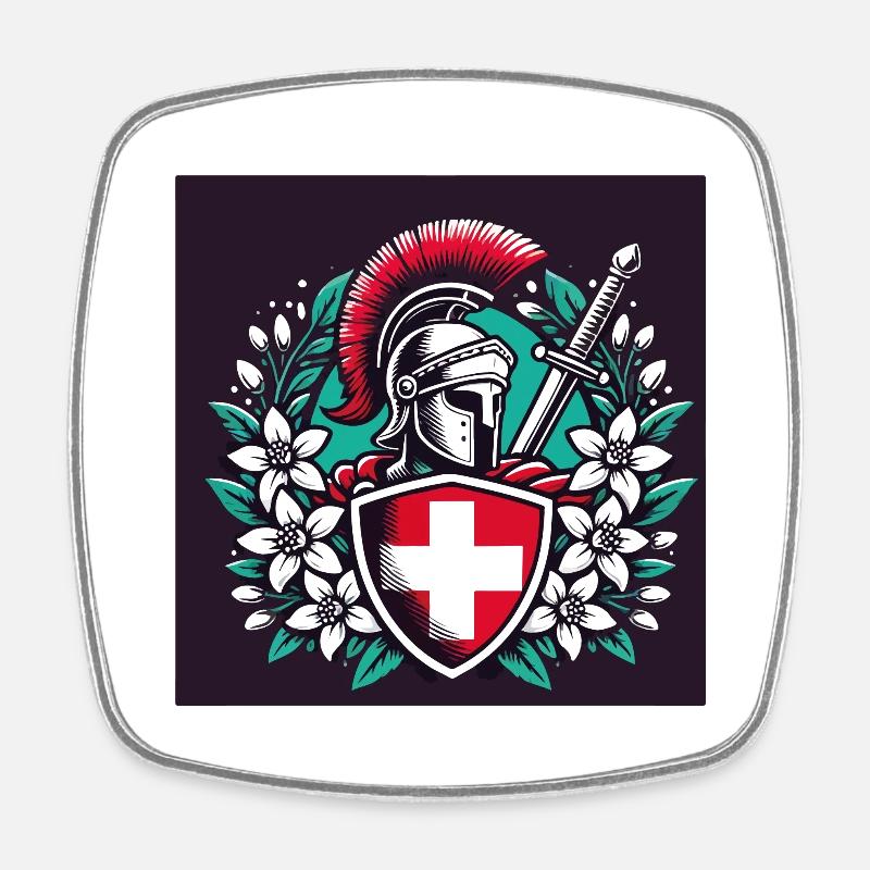 Gladiator Switzerland 5 - Square fridge magnet - white