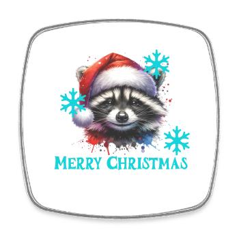 X Mas Waschbär - Viereckiger Kühlschrankmagnet - Weiß - Vorne