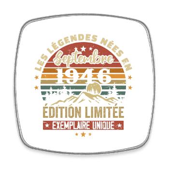 Retro 1946 - Legends born in September 1946 - Square fridge magnet - white - Front