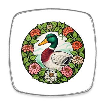 Retro Ente - Viereckiger Kühlschrankmagnet - Weiß - Vorne