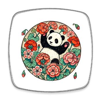 Niedlicher Panda - Viereckiger Kühlschrankmagnet - Weiß - Vorne