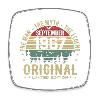 Original Birthday 1967 - September 1967 Gift - Square fridge magnet - white - Front