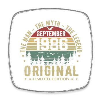 Original Geburtstag 1986 – Geschenk September 1986 - Viereckiger Kühlschrankmagnet - Weiß - Vorne