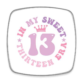 In My Sweet Thirteen Era 13th Birthday Groovy 13th - Square fridge magnet - white - Front