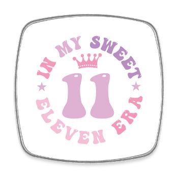 In My Sweet Eleven Era 11th Birthday Groovy 11th - Square fridge magnet - white - Front