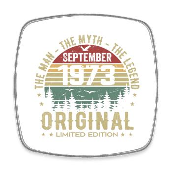 Original Birthday 1973 - September 1973 Gift - Square fridge magnet - white - Front