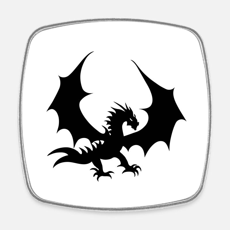 Dragon noir cool - Magnet carré - blanc