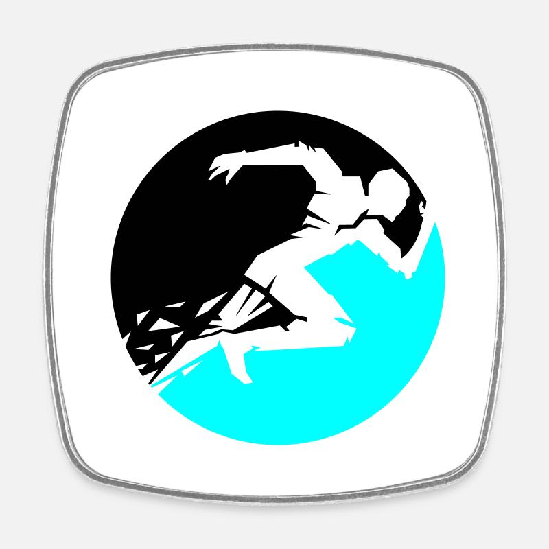 Coureur - Magnet carré - blanc