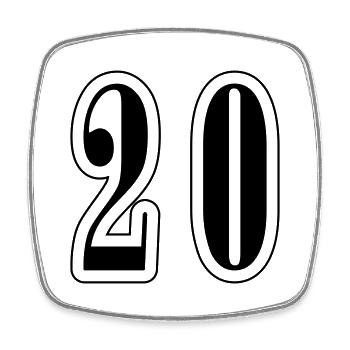 20 Zahl symbol - Viereckiger Kühlschrankmagnet - Weiß - Vorne