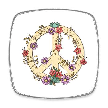 Peace Love 60's 70's Groovy Costume Flowers - Magnet carré - blanc - Devant