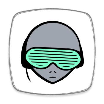 DJ Alien Alien Head Face Party Music - Square fridge magnet - white - Front