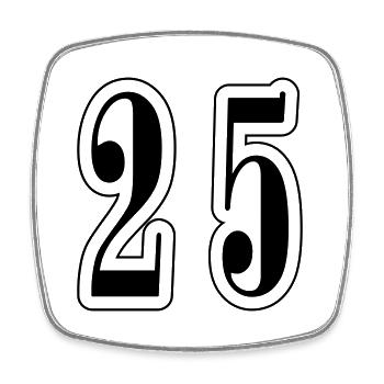 25 Zahl symbol - Viereckiger Kühlschrankmagnet - Weiß - Vorne