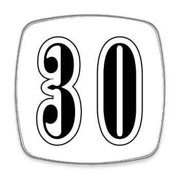 30 Number symbol - Square fridge magnet - white - Front