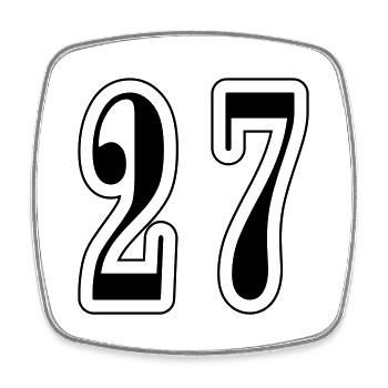 27 Zahl symbol - Viereckiger Kühlschrankmagnet - Weiß - Vorne
