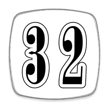 32 Number symbol - Square fridge magnet - white - Front