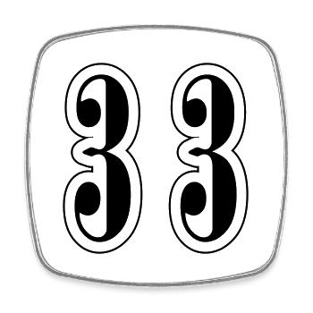33 Symbole numérique - Magnet carré - blanc - Devant