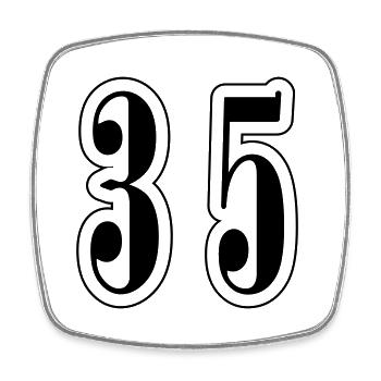35 Zahl symbol - Viereckiger Kühlschrankmagnet - Weiß - Vorne