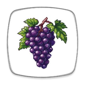 Grapes Pixel Icon - Square fridge magnet - white - Front