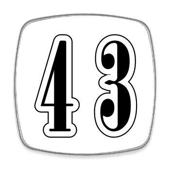 43 Number symbol - Square fridge magnet - white - Front