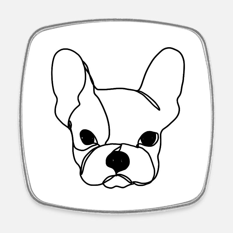 Bouledogue Français - Magnet carré - blanc