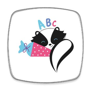 Skunk avec cône d’école inscription à l’école - Magnet carré - blanc - Devant