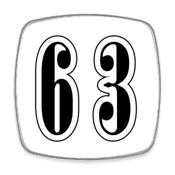63 Zahl Symbol - Viereckiger Kühlschrankmagnet - Weiß - Vorne