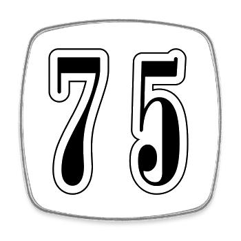 75 Zahl Symbol - Viereckiger Kühlschrankmagnet - Weiß - Vorne