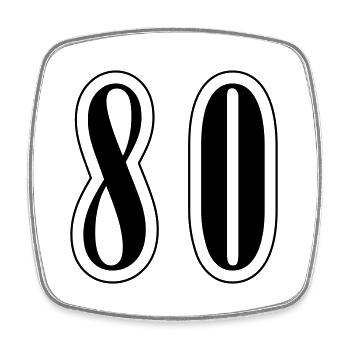 80 Zahl Symbol - Viereckiger Kühlschrankmagnet - Weiß - Vorne