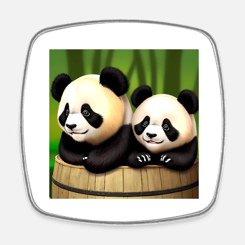 De mignons pandas à l’aventure ! 🍃 - Magnet carré - blanc
