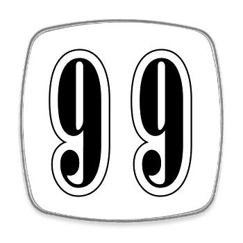 99 Symbole numérique - Magnet carré - blanc - Devant