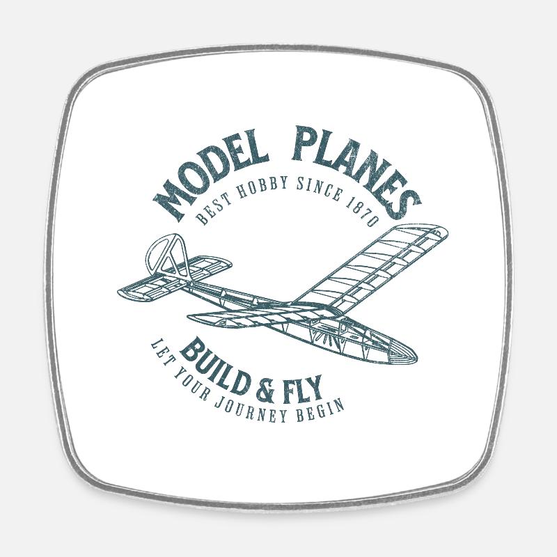 Model Airplanes - Square fridge magnet - white