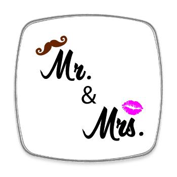 mr and mrs 02 - Square fridge magnet - white - Front