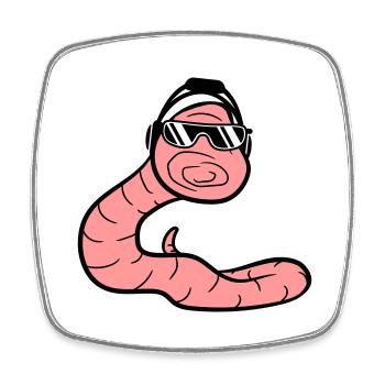 DJ Wurm Party Schlange Cool Raupe Tier Würmchen - Viereckiger Kühlschrankmagnet - Weiß - Vorne