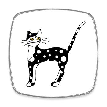 Katze - Viereckiger Kühlschrankmagnet - Weiß - Vorne