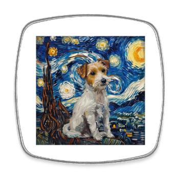 Jack Russel Terrier Van Gogh - Viereckiger Kühlschrankmagnet - Weiß - Vorne