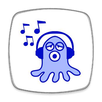 Mignon poulpe pieuvre pieuvre calmar écoutant de la musique forte - Magnet carré - blanc - Devant