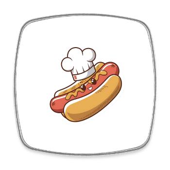 Cute kawaii hot dog - Square fridge magnet - white - Front