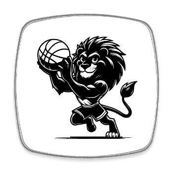 Stürmischer Löwe mit Basketball - Viereckiger Kühlschrankmagnet - Weiß - Vorne