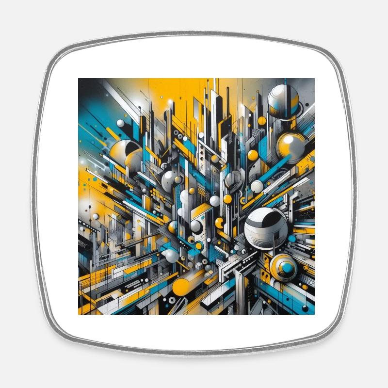 Abstrait jaune - Magnet carré - blanc