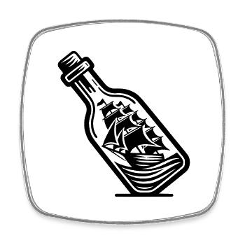 Ship in a bottle Sailing ship with sails - Square fridge magnet - white - Front