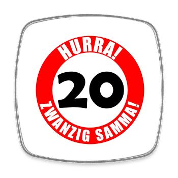 20. Geburtstag Hurra lustiger Spruch - Viereckiger Kühlschrankmagnet - Weiß - Vorne