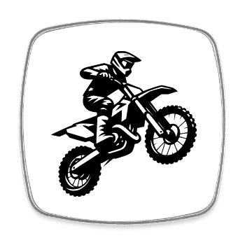 Männer Motorsport Gelände Enduro Maschine Sprung - Viereckiger Kühlschrankmagnet - Weiß - Vorne