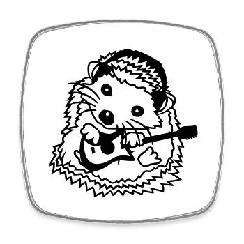 Sitzender Igel Spielt Süß Gitarre Musik Gitarrist - Viereckiger Kühlschrankmagnet - Weiß - Vorne