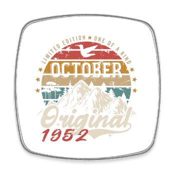 Birthday Gift - Vintage Born October 1952 - Square fridge magnet - white - Front